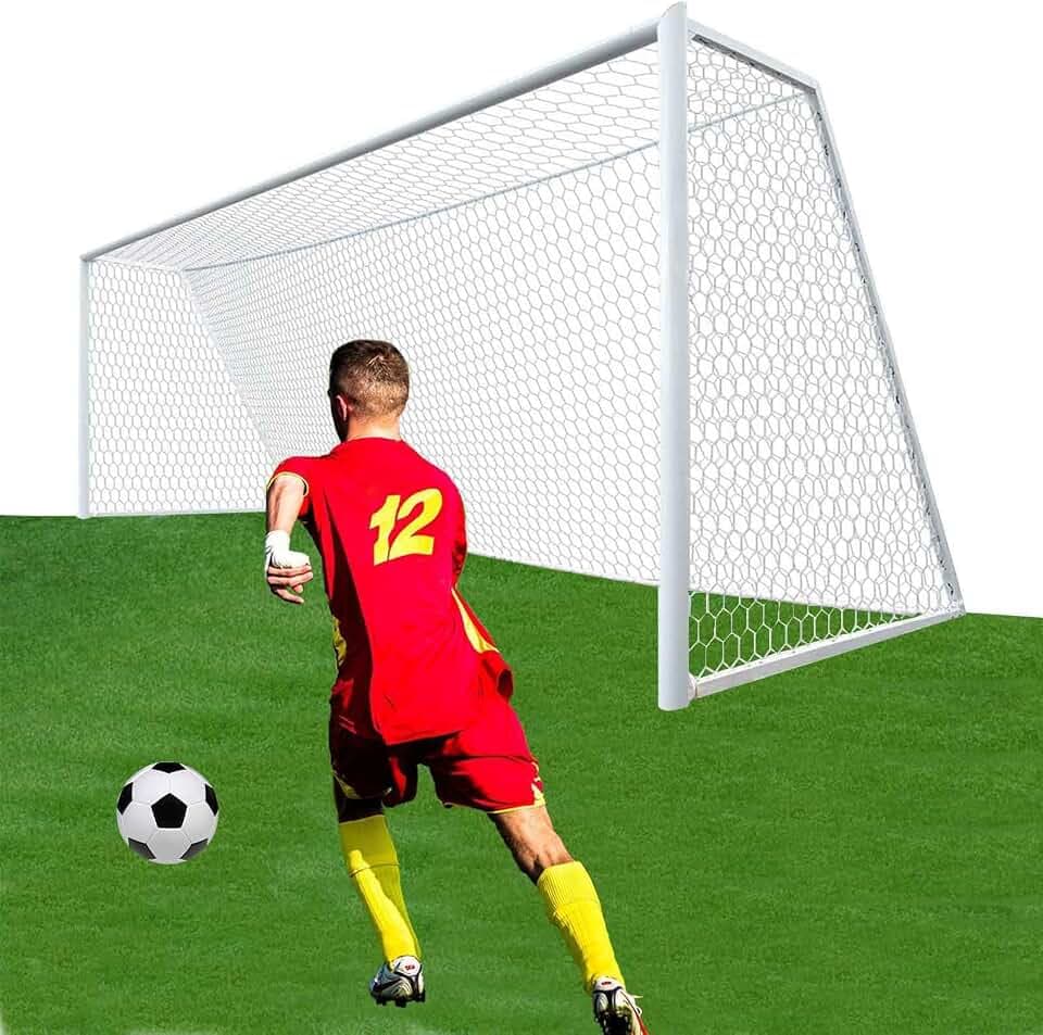 Full Size Soccer Goal Net Replacement 24x8FT / 18.5x6.5FT Soccer Goal Net [4mm Nylon, 4.7" Hexagonal] Goal Post Netting Hexagon Full Size Training Nets White