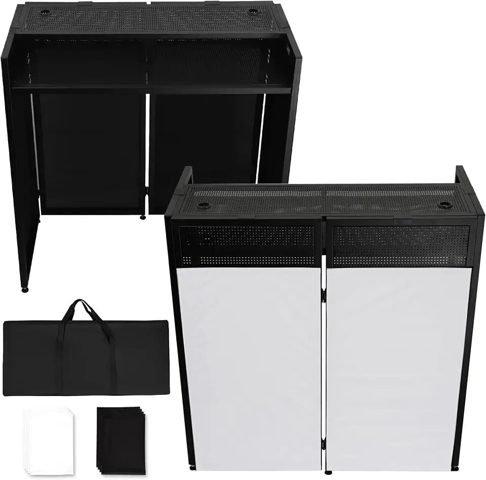 Neoaider DJ Facade Booth with Double Top Desktop,DJ Booth Table Station