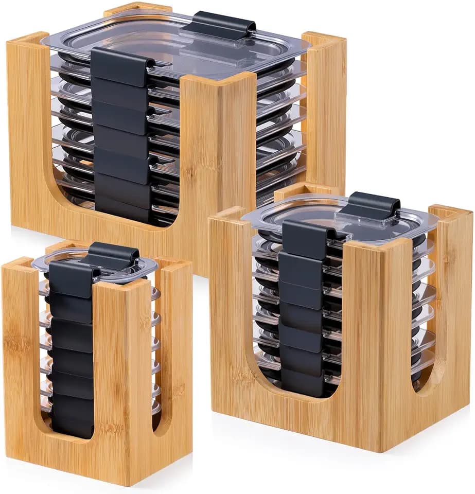 Bamboo Lids Organizer for Rubbermaid Brilliance Lids, Storage Holds Lids for 4.7 Cup or 3.2 Cup, 1.3 Cup & 0.5 Cup Food Containers