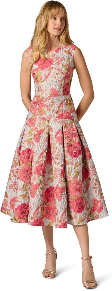 Adrianna Papell Women's Floral Jacquard Midi Dress