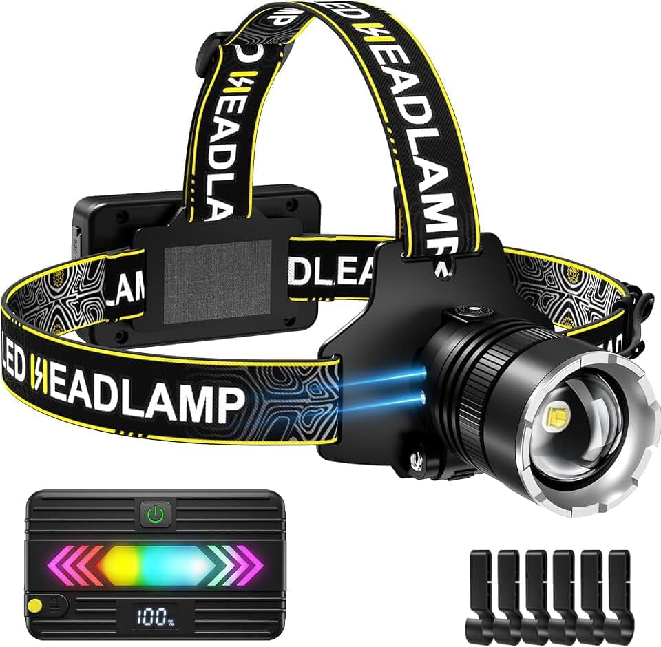 SPK Headlamp Rechargeable, Super Bright Head Lamp for Adults, Motion Sensor