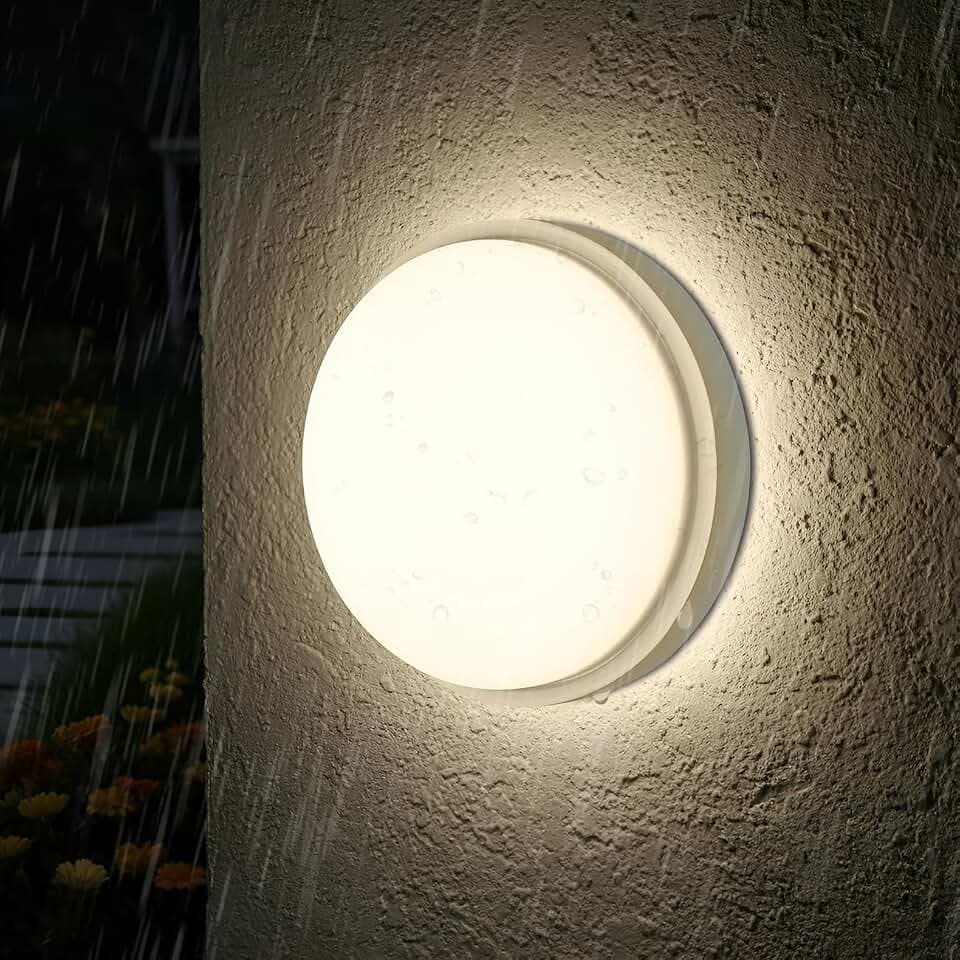 ANWIO LED Wandleuchte Innen Rund 14W 4000K IP54, Außenleuchte Rund Deckenleuchte Weiß für Innen, Außen, Schlafzimmer, Bad, Flur, Korridor, Hauswirtschaftsraum, Garten, Schuppen, Werkstatt, 19CM
