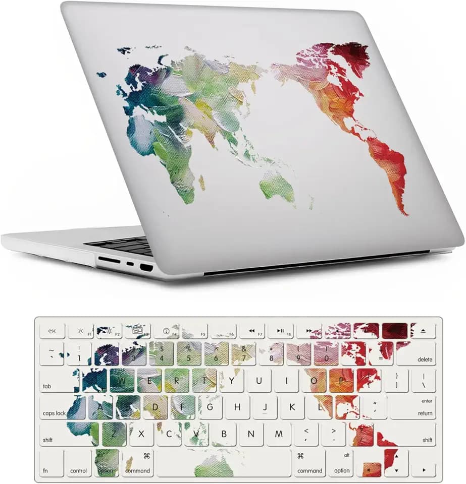 Hard Case Compatible with MacBook Air 13 inch 2020 2019 2018 Release M1 A2337 A2179 A1932, Plastic Hard Shell Protective Laptop Cover and Keyboard Skin for 13.3" MacBook Air, Colored Map
