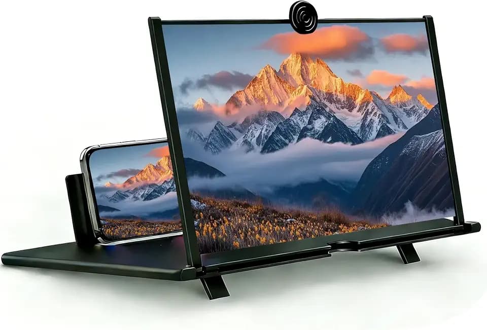 14" Mobile Phone Screen Magnifier, 3D HD Mobile Amplifier Projector Screen Enlarger for Movies, Pull-Out Big Screen Portable Magnifying Screen (Black, 14 Inch)
