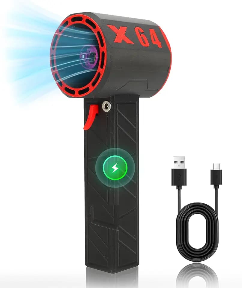 Bewinner Jet Fan Dry Gebläse, 180000 Umdrehungen pro Minute Leistungsstarker Lüfter, 64 Mm Bürstenloser Motor, Stufenlose Geschwindigkeitsanpassung, Kabelloses Elektronisches Turbo Jet Gebläse (Rot)