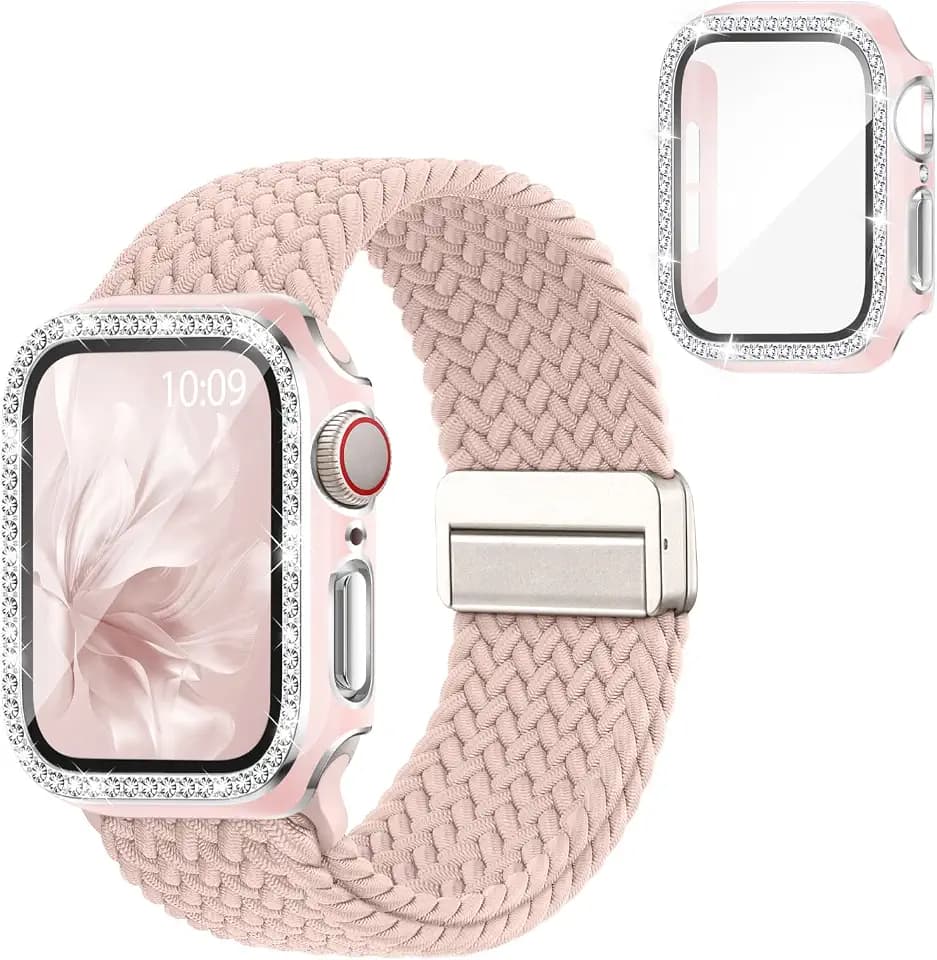 Butifacion Magnetic Braided Band for Apple Watch Bands and Case 44mm Women