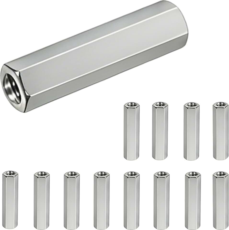 304 Stainless Steel Metric hex Coupling Nuts M5 x 0.8-Pitch 30mm 12 Pcs