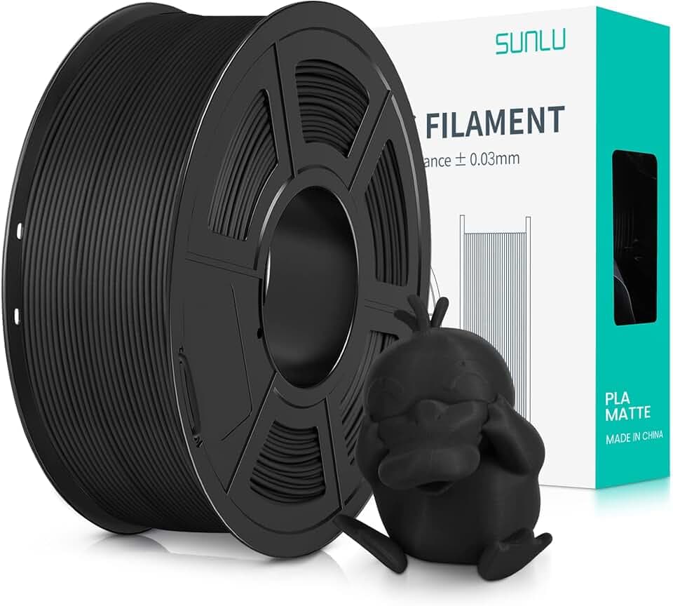 SUNLU Matte PLA Filament 1.75mm Schwarz, 3D Drucker Filament PLA