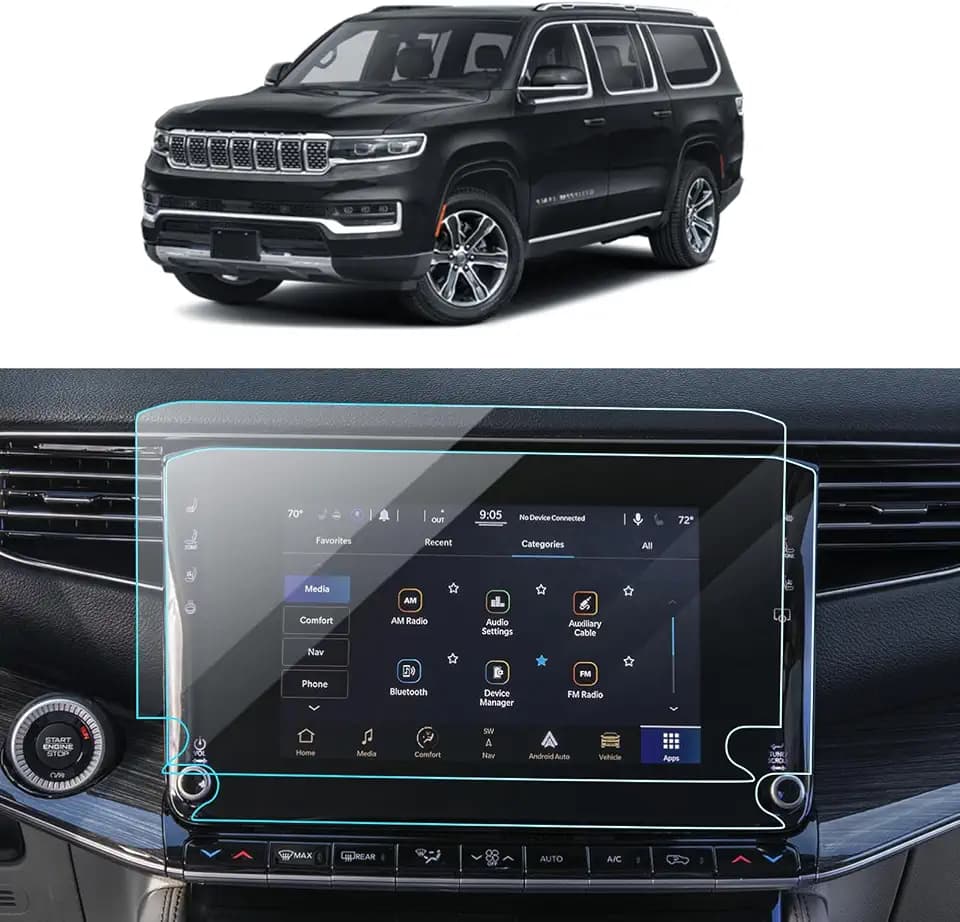 Wagoneer Screen Protector for Jeep Grand Wagoneer 2026 2025 2024 2023 2022 (Base, Series, Obsidian) Accessories Navigation Nano Touchscreen Protector Film HD Clear Bubble Free 12''-2PCS