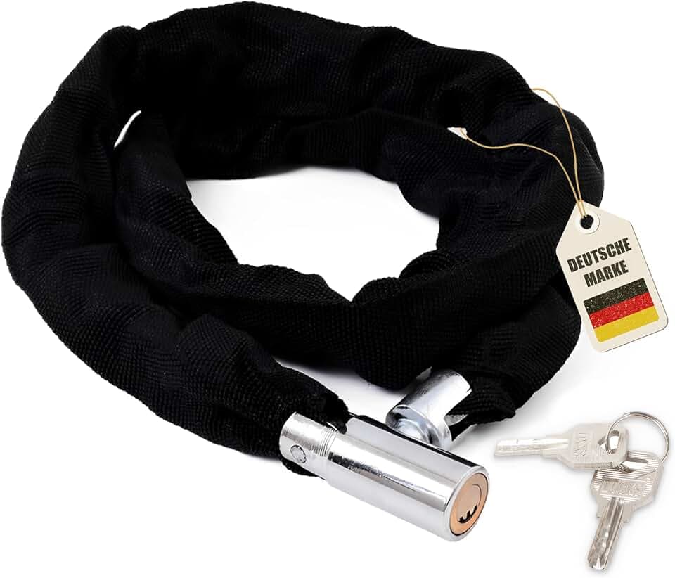 Fahrradschloss 80 cm Kette – Hochsicherheits-Schloss inkl. 2 Schlüssel & Stoffummantelung | Sicheres Kettenschloss für E-Bike, Roller, Fahrrad & Scooter | Robust & Wetterfest