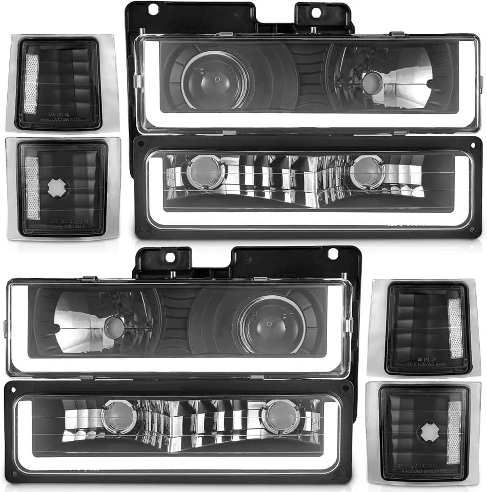 WEELMOTO LED DRL Headlights for 1994-1998 Chevy C10 C/K 1500/2500/3500