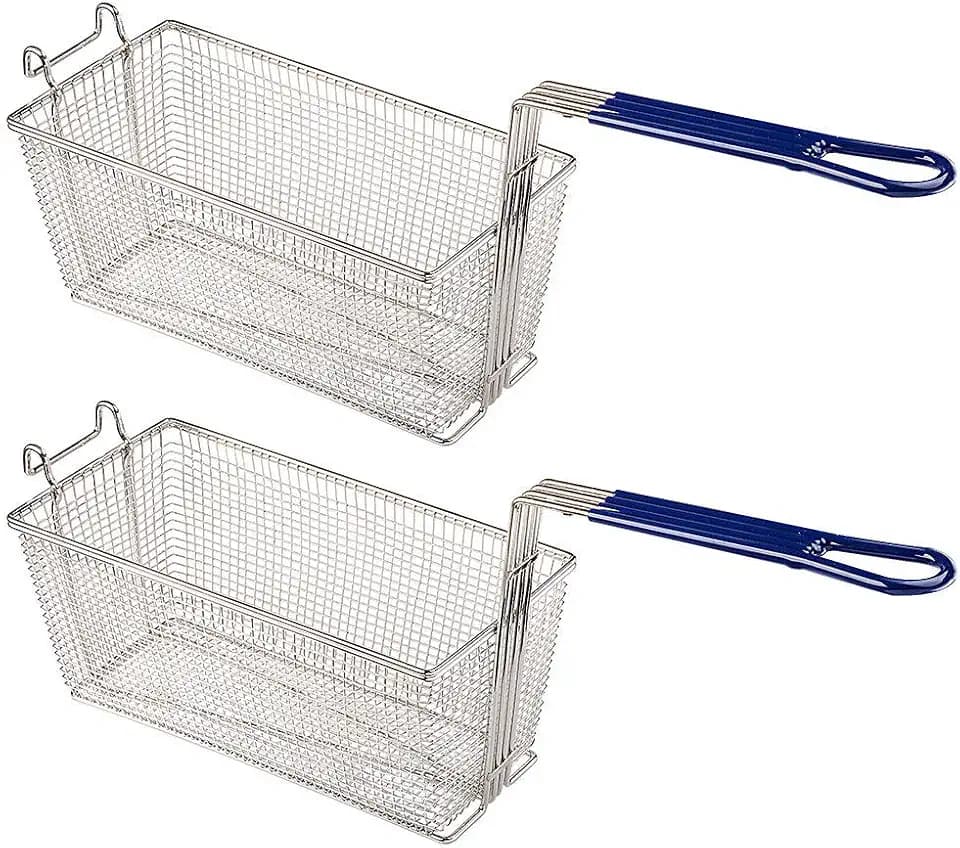 Commercial Deep Fryer Basket, 13 1/4" x 6 1/2" x 6" Size, 2-Pack