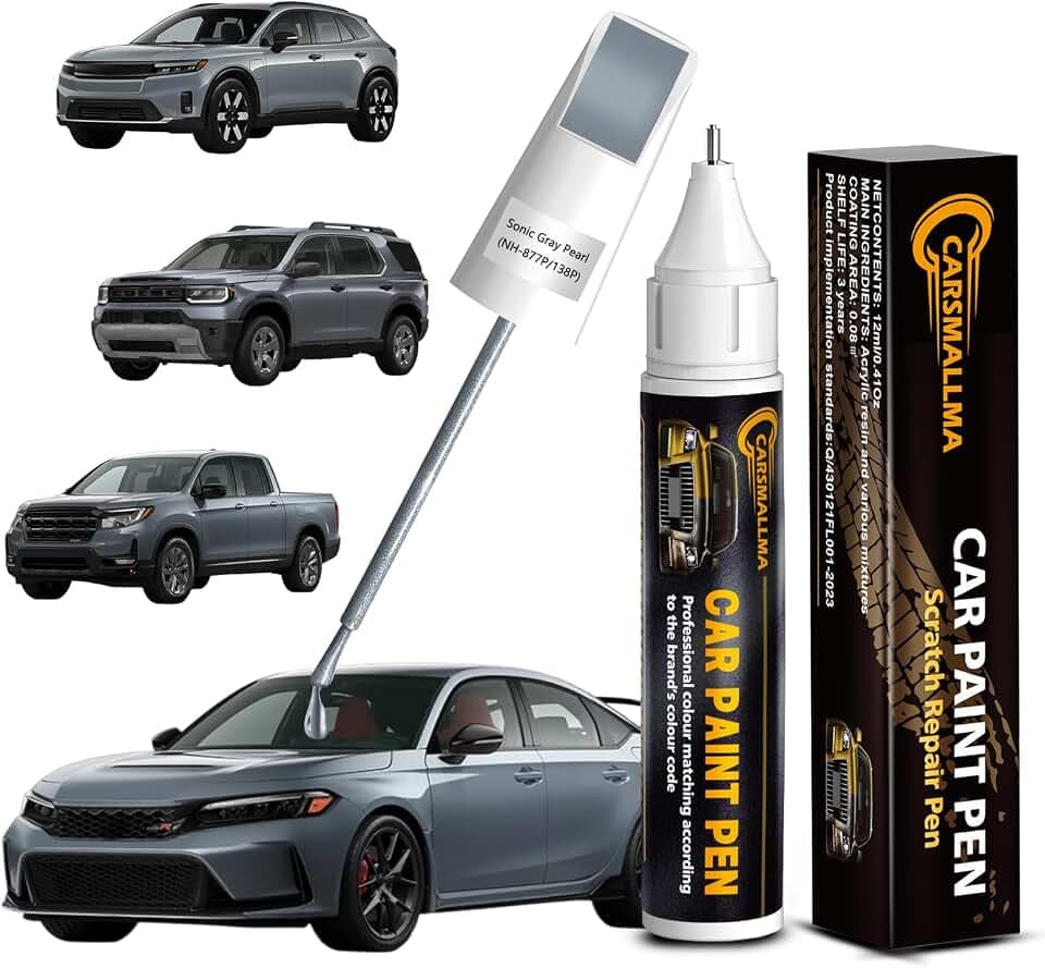 Car Touch Up Paint for Honda(NH-877P/138P Sonic Gray Pearl), Color Accurate Car Scratch Repair Remover Pen,Auto Paint Quick and Easy to fix Vehicle Chips and Nicks Scuff