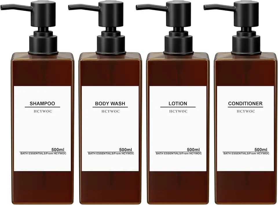 4er Shampoo Flaschen zum Befüllen, 500ML, 32 Wasserdichten Etiketten
