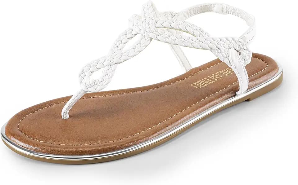 DREAM PAIRS Women's Flat T-Strap Dressy Sandals