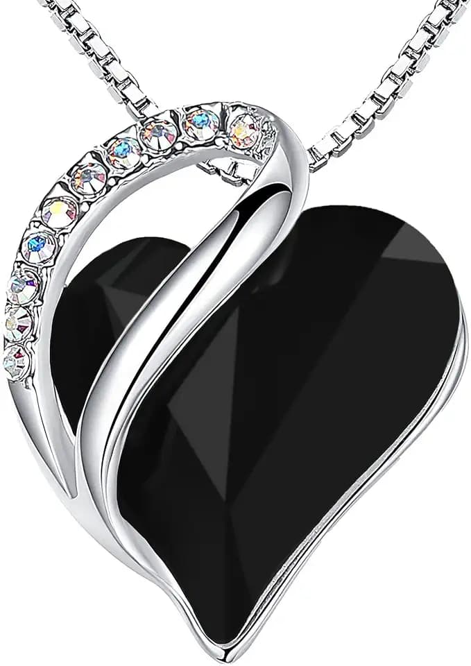 Leafael Gift Necklaces for Women, Infinity Love Birthstone Heart Crystal Pendant, Birthday Anniversary Jewelry for Wife, Mom, and Her, Silver Plated, 18" + 2" Adjustable Chain