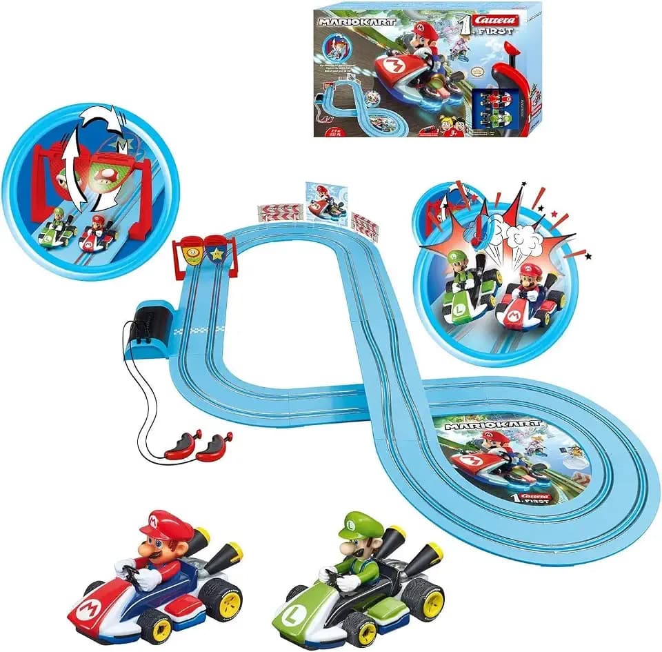 Carrera First Mario Kart Slot Car Race Track Set – Mario & Luigi (Ages 3+)