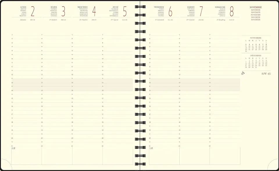 Exacompta Wochenkalender Eurotime 22S, 18,5 x 22,5 cm, Janv-Dezember 2027