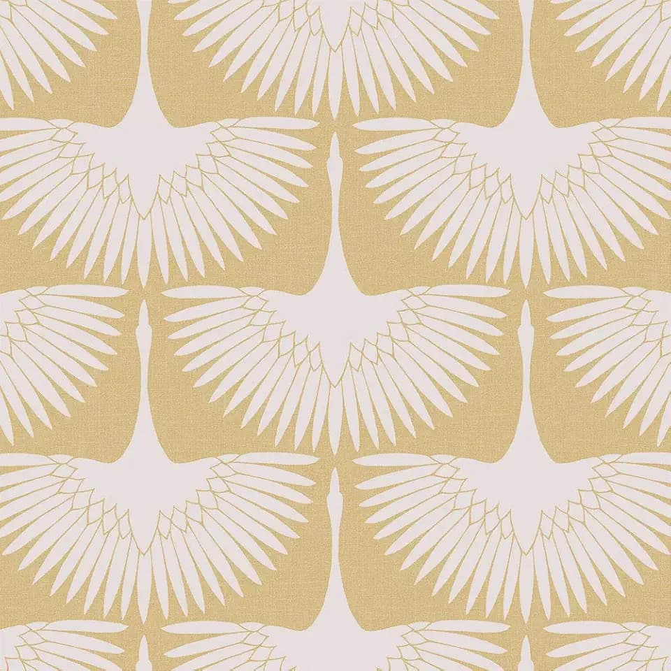 Tempaper x Genevieve Gorder Golden Hour Feather Flock Removable Peel and Stick Wallpaper, 20.5 in X 16.5 ft, Made in the USA