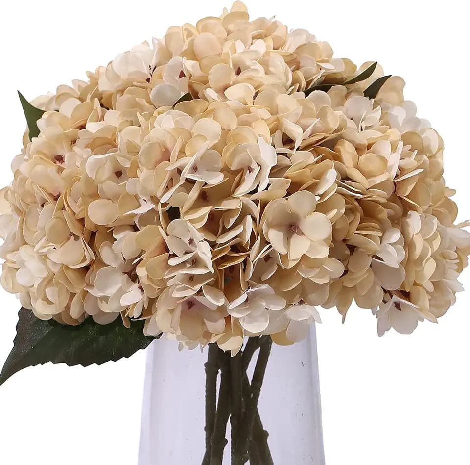 6Pcs 13" Cream Silk Hydrangea Artificial Flowers