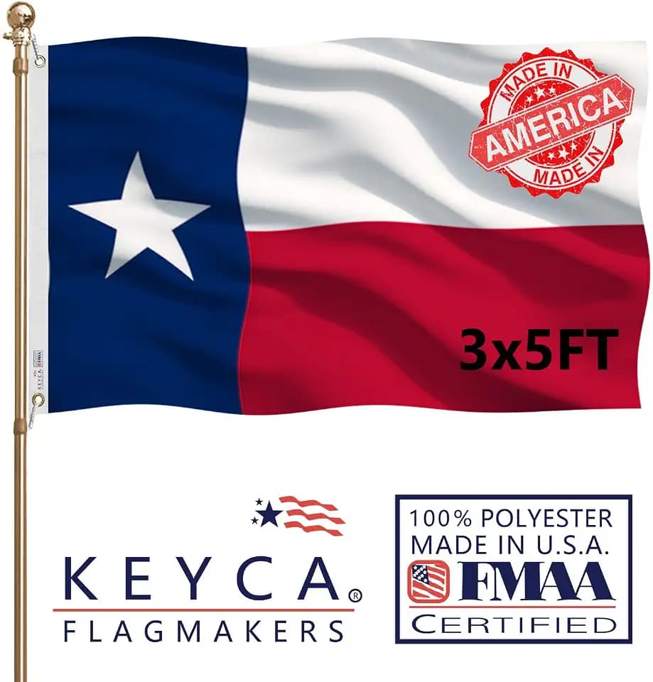 Texas State Flag 3x5 FT Made in The USA- Heavy Duty Vibrant Colors Double Sided Texas TX Flag with 2 Brass Grommets for Home/Company/Indoor Outdoor Decoration
