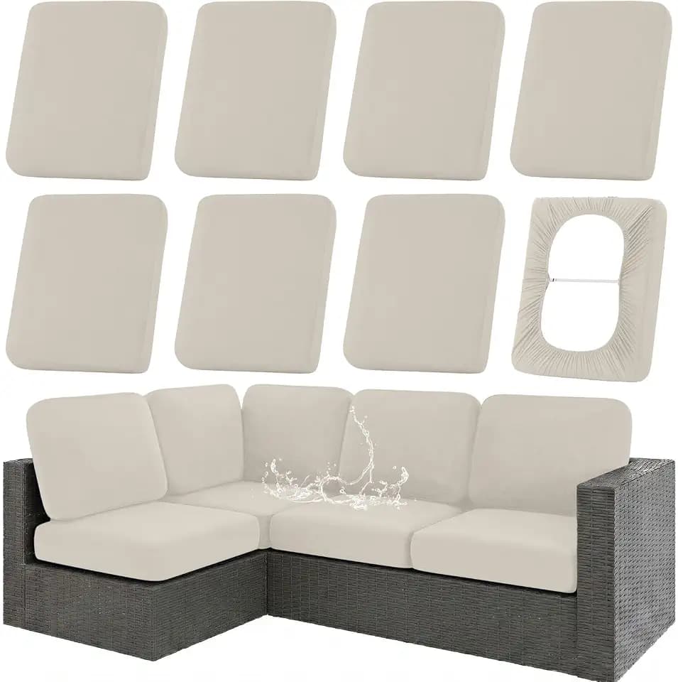 hyha Waterproof Outdoor Cushion Covers, Stretch Patio Slipcovers
