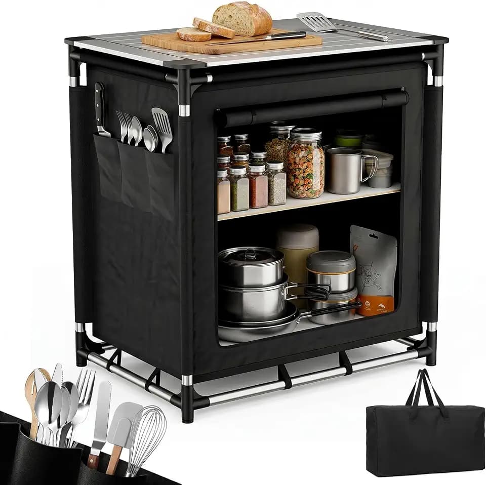 Sekey Campingschrank Faltbar, Aufrollbare Arbeitsplatte Ink. Tragetasche