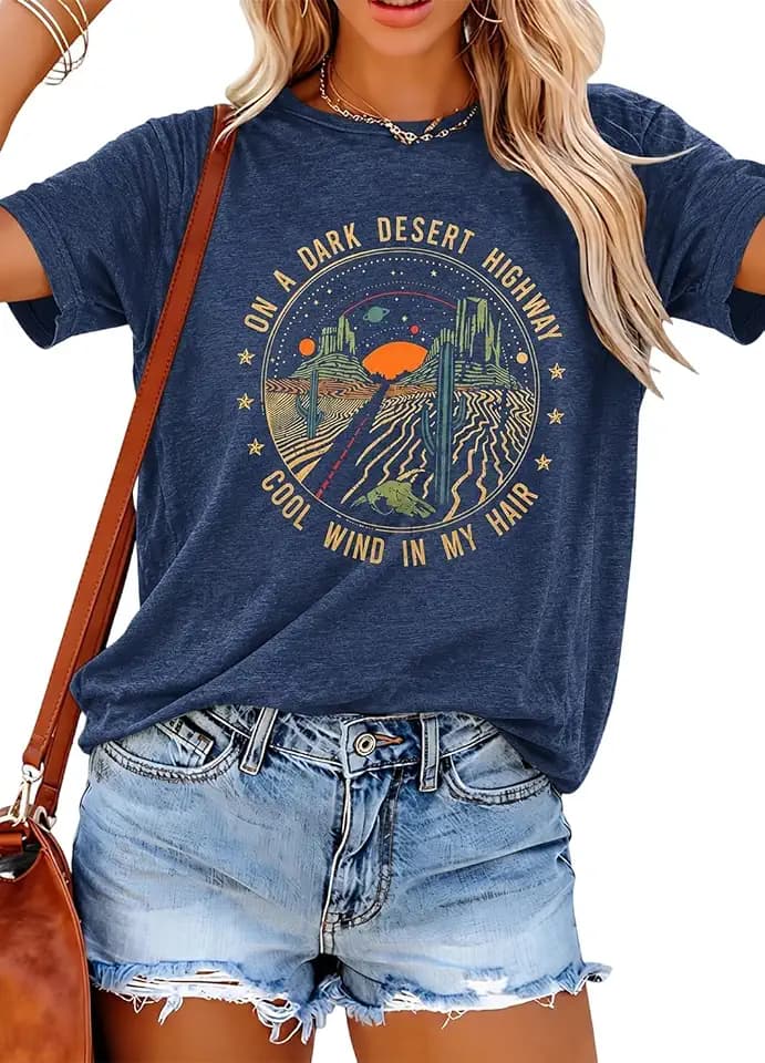 Adventure Shirts Women Retro Desert Highway T-Shirt Western Graphic Tee