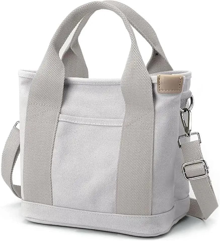 Canvas Tote Bag for Women,Small Totes Bags with Zipper Crossbody Purse with Pockets Large Shoulder Handbag,2 Sizes