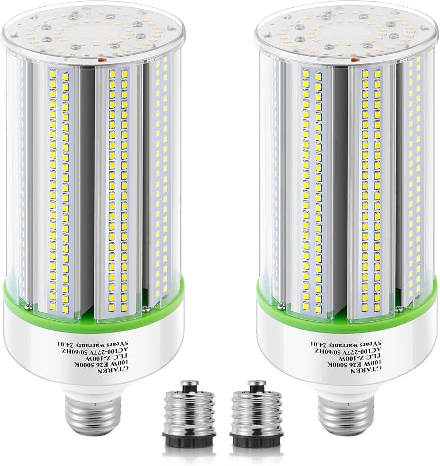 GTAREN 2-Pack 100W LED Corn Bulbs,5000K,AC110-277V,14000lm,E26/E39 Base,LED Replacement Metal Halide HID CFL for Commercial Industrial Lighting Warehouse High Bay Light Fixture Garage Workshop