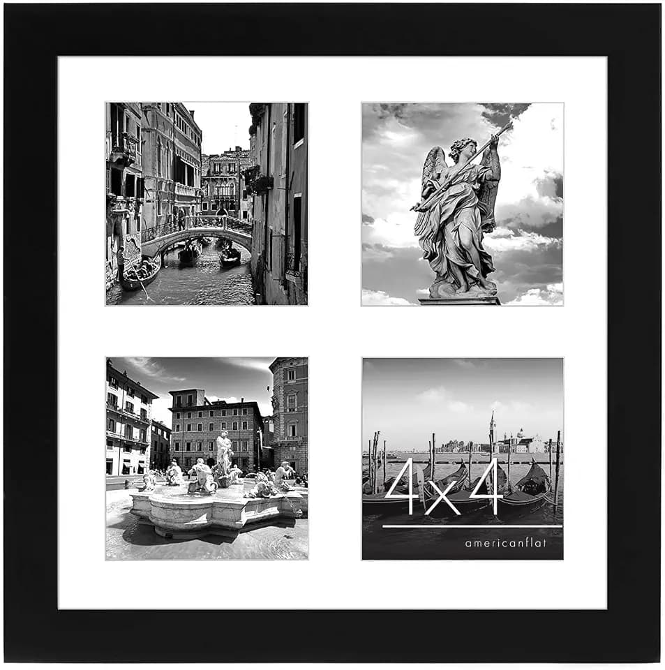 Americanflat 4x4 Collage Picture Frame - Fits 4 - Engineered Wood - Black