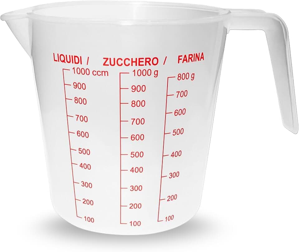 Cantini Life Chic Messbecher, 1 Liter, Messbecher für Flüssigkeiten, Zucker, Mehl, aus robustem Kunststoff, für Küche und Gebäck