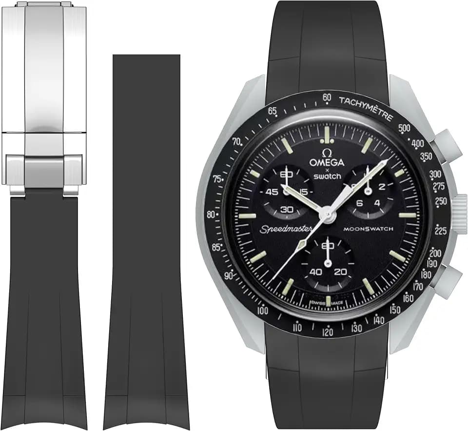 Bonace Armband für Omega X Swatch MoonSwatch/Rolex Uhr/Seiko Uhr, Omega x Swatch MoonSwatch Speedmaster Seamless Fit Ersatz Silikon Uhrenarmband 20mm