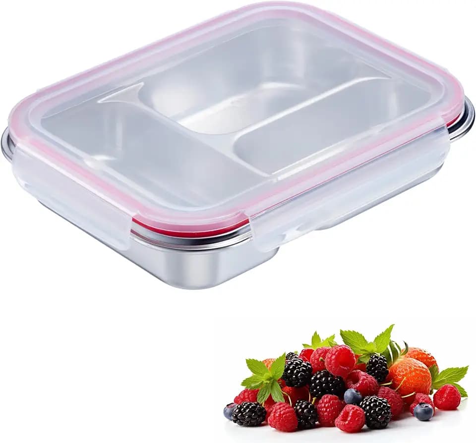 Westmark Frischhaltedose – Geteilte Lunchbox ideal für Arbeit und unterwegs als Brotdose oder Meal-Prep-Box, spülmaschinengeeignet, eckig, Edelstahl 18/8 – 450 + 280 ml