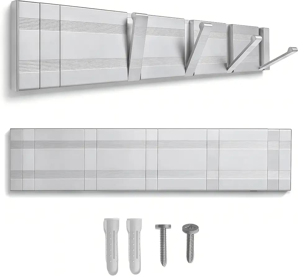 Hakenleiste Wand 5 Klapphaken, Aluminium, rostfrei, platzsparend