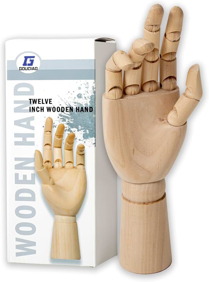 IPEA Große Holzhand – Höhe 30 cm – beweglich und flexibel mit beweglichen Fingern für Zeichner, Profis und Studenten – rechte Hand – Design Schaufensterpuppe für menschlichen Körper – Kunst