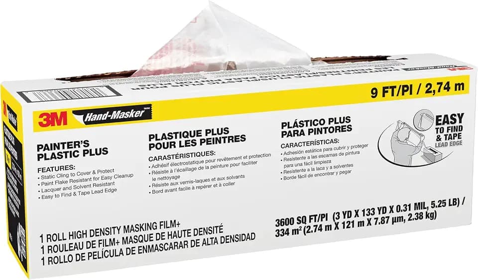 Hand-Masker 3M Painter's Plastic Plus MFB-9, 9 ft x 400 ft x .31 mil
