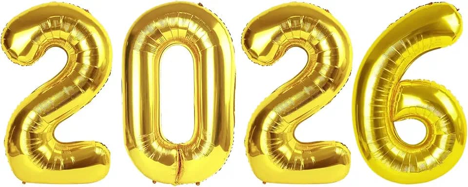 Number Balloon 40 Inch Gold Number 2026 for Anniversary Decorations