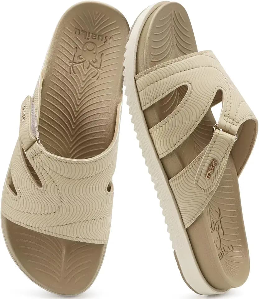 KuaiLu Womens Sandals Beige 10