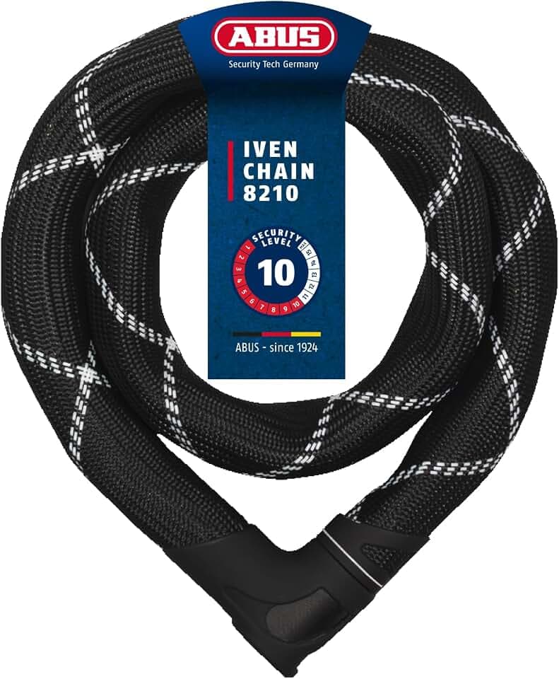 ABUS Kettenschloss Iven Chain 8210 – Fahrradschloss aus gehärtetem Stahl – mit Kunstfaserummantelung – ABUS-Sicherheitslevel 10