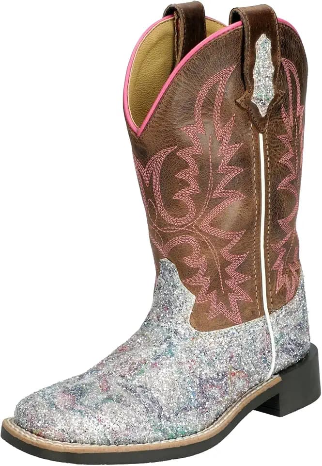 Smoky Mountain Boots Girls Ariel Boot, Pastel Glitter/Brown Distress, 6