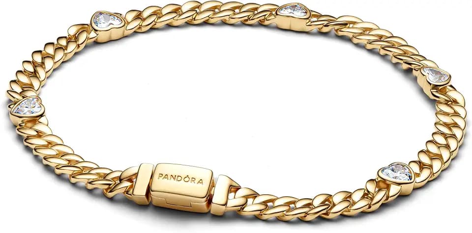 PANDORA Damenarmband Goldfarben Zirkonia Herz 564226C01