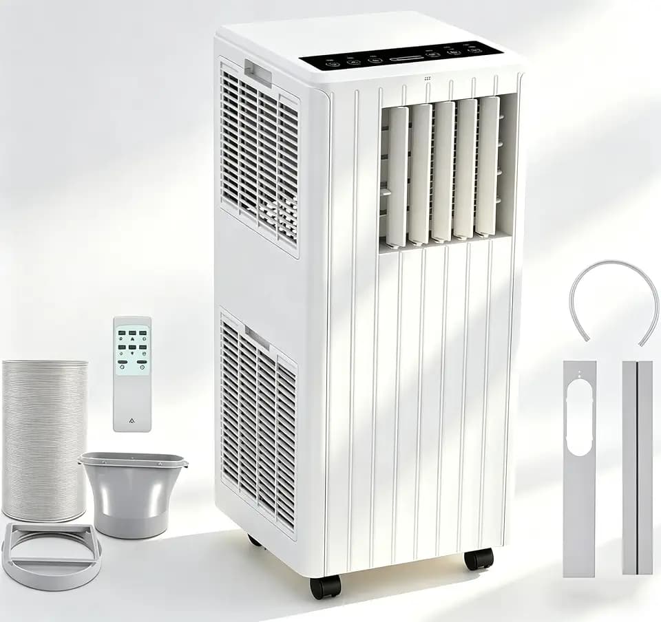GarveeHome Mobile Klimaanlage 7000 BTU, 3-in-1 Klimagerät mit Abluftschlauch, Leise, Digitaldisplay, Fernbedienung, 24h-Timer, Fenster-Installationsset, für Räume bis 15m²