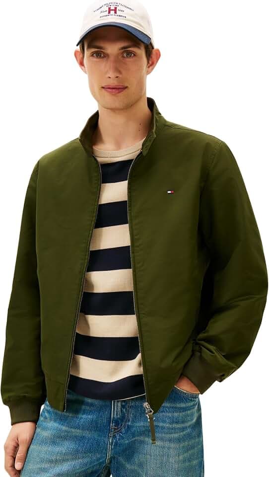 Tommy Hilfiger Herren Windbreaker Jacke Harrington Wasserabweisend