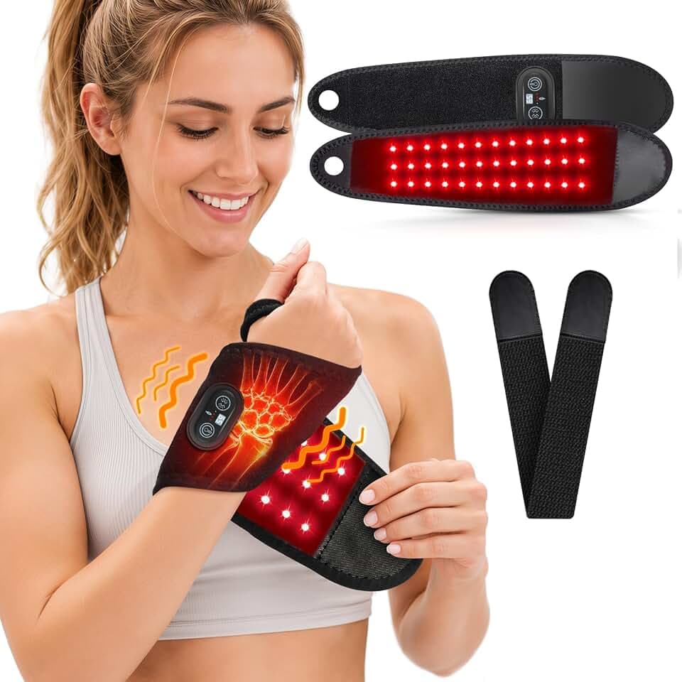 Red Light Therapy for Hand Wrist 5 Heat & 5 Vibration, 3000mAh Controller