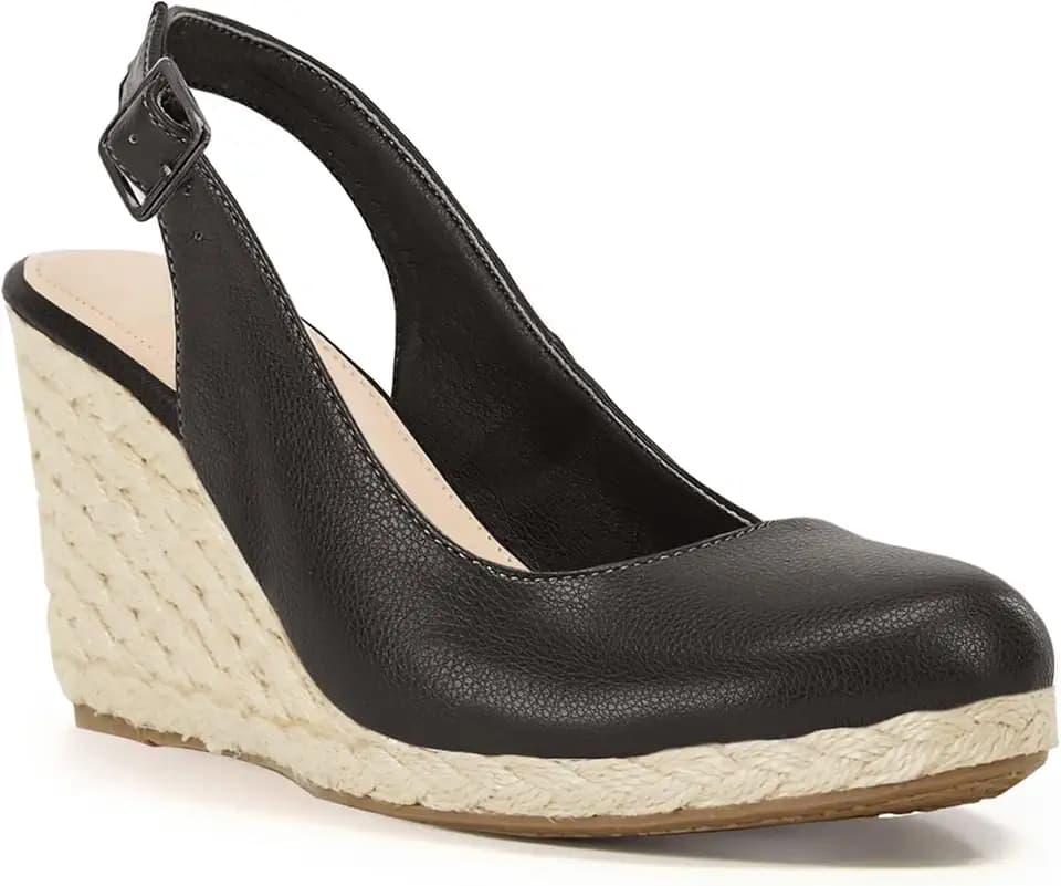 Coutgo Womens Platform Wedges Sandals Espadrilles Closed Toe Slingback Pumps Ankle Buckle Strap Summer Beach Dress Shoes