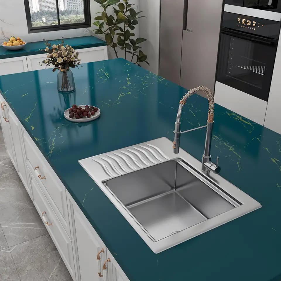 YENHOME Lustrous Countertop Contact Paper Marble Contact Paper for Countertops Peel and Stick Waterproof 17.7"X200" Marble Peel and Stick Wallpaper for Bathroom Vinyl Laminate Sheets for Cabinets