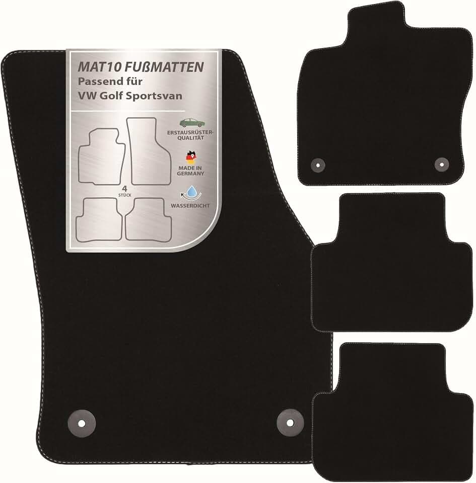 Auto-Fußmatten passend für VW Golf Sportsvan (BJ 05/2014 - 06/2020) aus Velours | 4-teiliges Automatten Set | langlebige Erstausrüsterqualität, Made in Germany, schwarz
