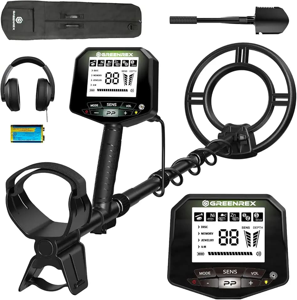 GreenRex Metalldetektor Profi, 25,4CM IP68 wasserdichte Spule, Großes LCD-Display, Präziser Gold-Detektor für Erwachsene & Kinder, Ideal für Strand, Unterwasser & Garten, DSP-Chip Upgrade