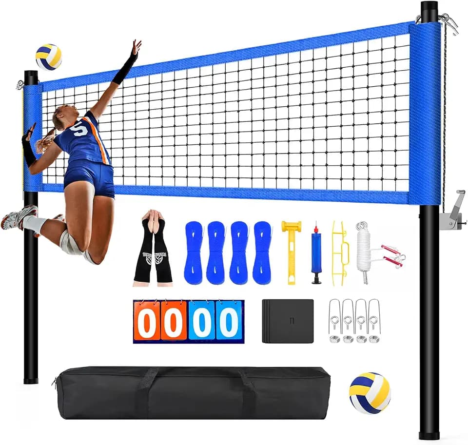 32ft Heavy Duty Portable Adjustable Volleyball Net Outdoor Beach